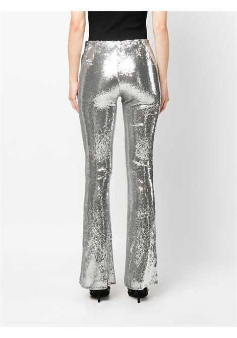 Silver high-waisted flared sequinned trousers - women PHILOSOPHY DI LORENZO SERAFINI | A031157250600